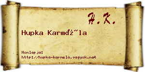 Hupka Karméla névjegykártya